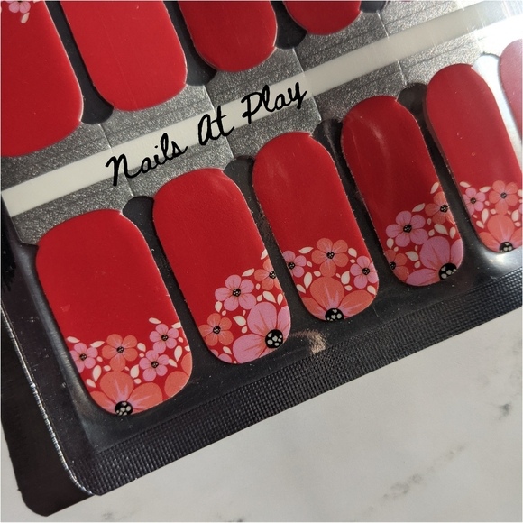 5 for $15 Nail Wraps- Flower Bed Red - Picture 2 of 5